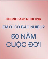 PHONE CARD 60.00 USD ( TỔNG SỐ PHÚT SG/ HN 2464 )